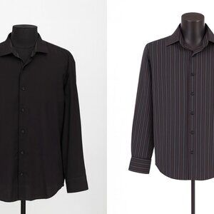 Inside Out A2Z Men XXL Reversible Pinstripe Button Down Shirt Black